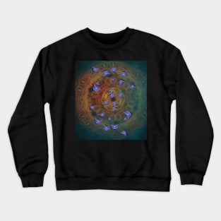 Purple butterflies on mystical mandala Crewneck Sweatshirt